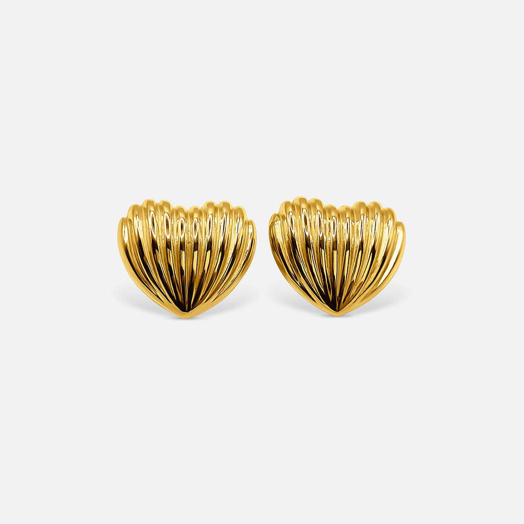 SHELL HEART EARRINGS - GOLD